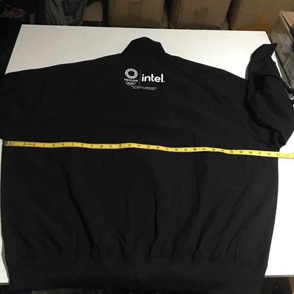 Onitsuka Tiger Mens XL Windbreaker Jacket Full Zip Black Streetwear Olympic - Picture 10 of 11